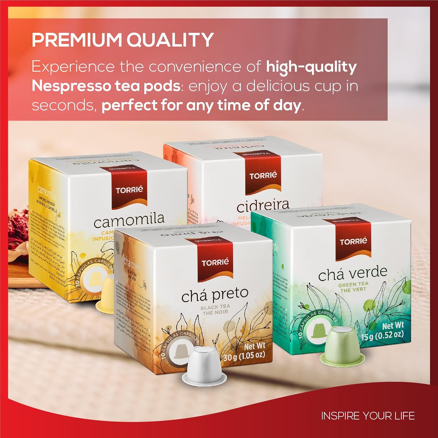 Nespresso Compatible Green Tea, Lemon, Fruit & Herbal Tea Tasting Pack Variety Blend